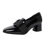 Maxbell Women's Low Chunky Heel Shoes Fashion Square Toe for Leisure Wedding Party 39 Black