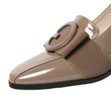 Maxbell Women's Low Chunky Heel Shoes Fashion Square Toe for Leisure Wedding Party 36 Khaki