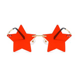 Maxbell Star Shape Sunglasses Holiday Prom Beach Pentagram Rimless Glasses Red