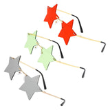 Maxbell Star Shape Sunglasses Holiday Prom Beach Pentagram Rimless Glasses Red