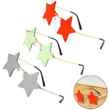 Maxbell Star Shape Sunglasses Holiday Prom Beach Pentagram Rimless Glasses Red