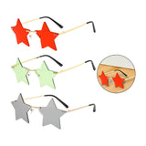 Maxbell Star Shape Sunglasses Holiday Prom Beach Pentagram Rimless Glasses Red