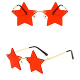 Maxbell Star Shape Sunglasses Holiday Prom Beach Pentagram Rimless Glasses Red