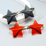 Maxbell Star Shape Sunglasses Holiday Prom Beach Pentagram Rimless Glasses Red