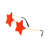 Maxbell Star Shape Sunglasses Holiday Prom Beach Pentagram Rimless Glasses Red