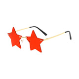 Maxbell Star Shape Sunglasses Holiday Prom Beach Pentagram Rimless Glasses Red
