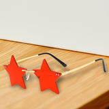 Maxbell Star Shape Sunglasses Holiday Prom Beach Pentagram Rimless Glasses Red