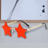 Maxbell Star Shape Sunglasses Holiday Prom Beach Pentagram Rimless Glasses Red