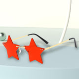 Maxbell Star Shape Sunglasses Holiday Prom Beach Pentagram Rimless Glasses Red