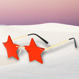 Maxbell Star Shape Sunglasses Holiday Prom Beach Pentagram Rimless Glasses Red