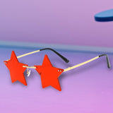 Maxbell Star Shape Sunglasses Holiday Prom Beach Pentagram Rimless Glasses Red