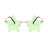 Maxbell Star Shape Sunglasses Holiday Prom Beach Pentagram Rimless Glasses Green