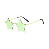 Maxbell Star Shape Sunglasses Holiday Prom Beach Pentagram Rimless Glasses Green