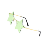 Maxbell Star Shape Sunglasses Holiday Prom Beach Pentagram Rimless Glasses Green