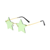 Maxbell Star Shape Sunglasses Holiday Prom Beach Pentagram Rimless Glasses Green