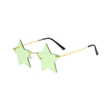 Maxbell Star Shape Sunglasses Holiday Prom Beach Pentagram Rimless Glasses Green