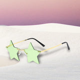Maxbell Star Shape Sunglasses Holiday Prom Beach Pentagram Rimless Glasses Green