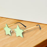 Maxbell Star Shape Sunglasses Holiday Prom Beach Pentagram Rimless Glasses Green