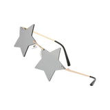 Maxbell Star Shape Sunglasses Holiday Prom Beach Pentagram Rimless Glasses Gray
