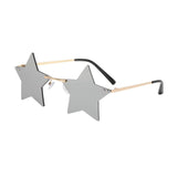Maxbell Star Shape Sunglasses Holiday Prom Beach Pentagram Rimless Glasses Gray