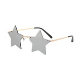 Maxbell Star Shape Sunglasses Holiday Prom Beach Pentagram Rimless Glasses Gray