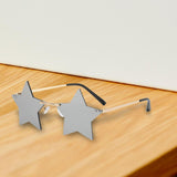 Maxbell Star Shape Sunglasses Holiday Prom Beach Pentagram Rimless Glasses Gray