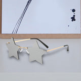 Maxbell Star Shape Sunglasses Holiday Prom Beach Pentagram Rimless Glasses Gray