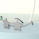 Maxbell Star Shape Sunglasses Holiday Prom Beach Pentagram Rimless Glasses Gray
