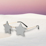Maxbell Star Shape Sunglasses Holiday Prom Beach Pentagram Rimless Glasses Gray
