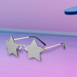 Maxbell Star Shape Sunglasses Holiday Prom Beach Pentagram Rimless Glasses Gray