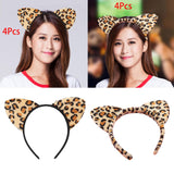 Maxbell 4Pcs Leopard Cat Ears Headband Adorable for Themed Party Holidays Festival Black Hoop