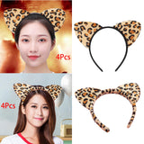 Maxbell 4Pcs Leopard Cat Ears Headband Adorable for Themed Party Holidays Festival Black Hoop
