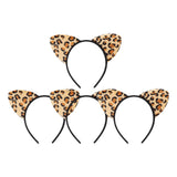 Maxbell 4Pcs Leopard Cat Ears Headband Adorable for Themed Party Holidays Festival Black Hoop
