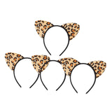 Maxbell 4Pcs Leopard Cat Ears Headband Adorable for Themed Party Holidays Festival Black Hoop
