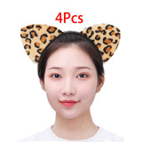 Maxbell 4Pcs Leopard Cat Ears Headband Adorable for Themed Party Holidays Festival Black Hoop