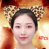 Maxbell 4Pcs Leopard Cat Ears Headband Adorable for Themed Party Holidays Festival Black Hoop