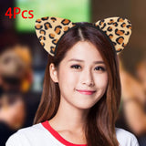 Maxbell 4Pcs Leopard Cat Ears Headband Adorable for Themed Party Holidays Festival Black Hoop
