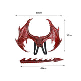 Maxbell Kids Dragon Costume Festival Pretend Playing Wing Dinosaur Tail Mask Set Red
