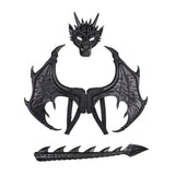 Maxbell Kids Dragon Costume Festival Pretend Playing Wing Dinosaur Tail Mask Set Black