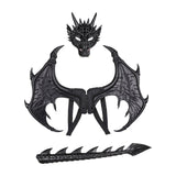 Maxbell Kids Dragon Costume Festival Pretend Playing Wing Dinosaur Tail Mask Set Black