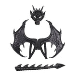 Maxbell Kids Dragon Costume Festival Pretend Playing Wing Dinosaur Tail Mask Set Black