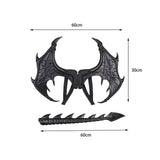 Maxbell Kids Dragon Costume Festival Pretend Playing Wing Dinosaur Tail Mask Set Black