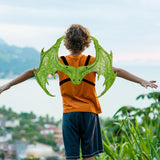 Maxbell Kids Dragon Costume Festival Pretend Playing Wing Dinosaur Tail Mask Set Green