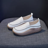 Maxbell Women Casual Shoes Slip On Comfortable Non Slip Soles Thick Bottom Trainers 40 Beige