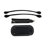 Maxbell Crochet Bag Bottom with Straps with Holes Oval for DIY Purse Shoulder Bag Black