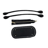 Maxbell Crochet Bag Bottom with Straps with Holes Oval for DIY Purse Shoulder Bag Black
