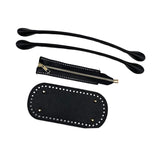 Maxbell Crochet Bag Bottom with Straps with Holes Oval for DIY Purse Shoulder Bag Black