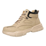 Maxbell Men Women Work Boots Steel Toe Shoes Rubber Sole Workwear Hiking Boots 37 Khaki