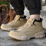 Maxbell Men Women Work Boots Steel Toe Shoes Rubber Sole Workwear Hiking Boots 38 Khaki