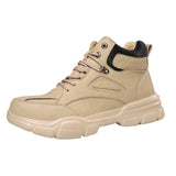 Maxbell Men Women Work Boots Steel Toe Shoes Rubber Sole Workwear Hiking Boots 39 Khaki
